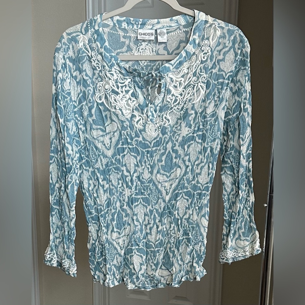 Chico's Embellished 3/4 Sleeve Top